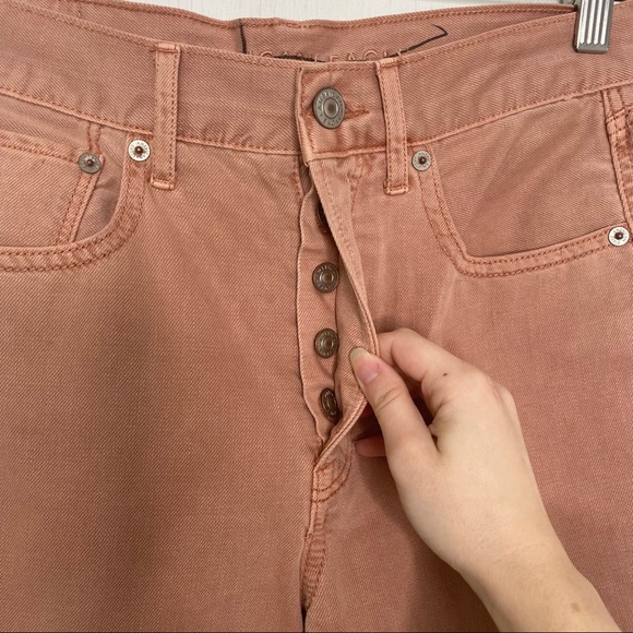 American Eagle Wide Leg Crop Jeans Button Fly in Blush Size 2 - Picture 3 of 7